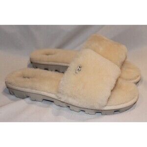 UGG WOMEN'S COZETTA CURLY SHEARLING NATURAL‎ SLIDES SLIPPERS NEW!